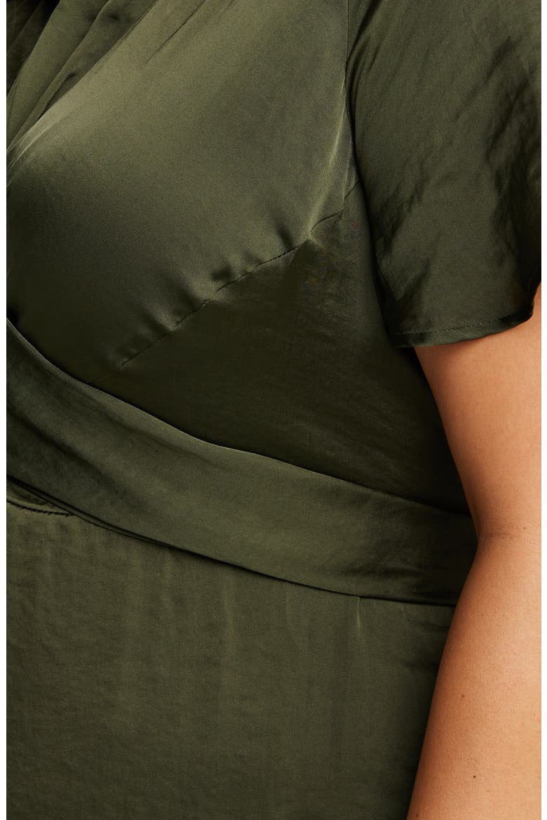 Oasis Tie Back Satin Midi Dress, Alternate, color, OLIVE