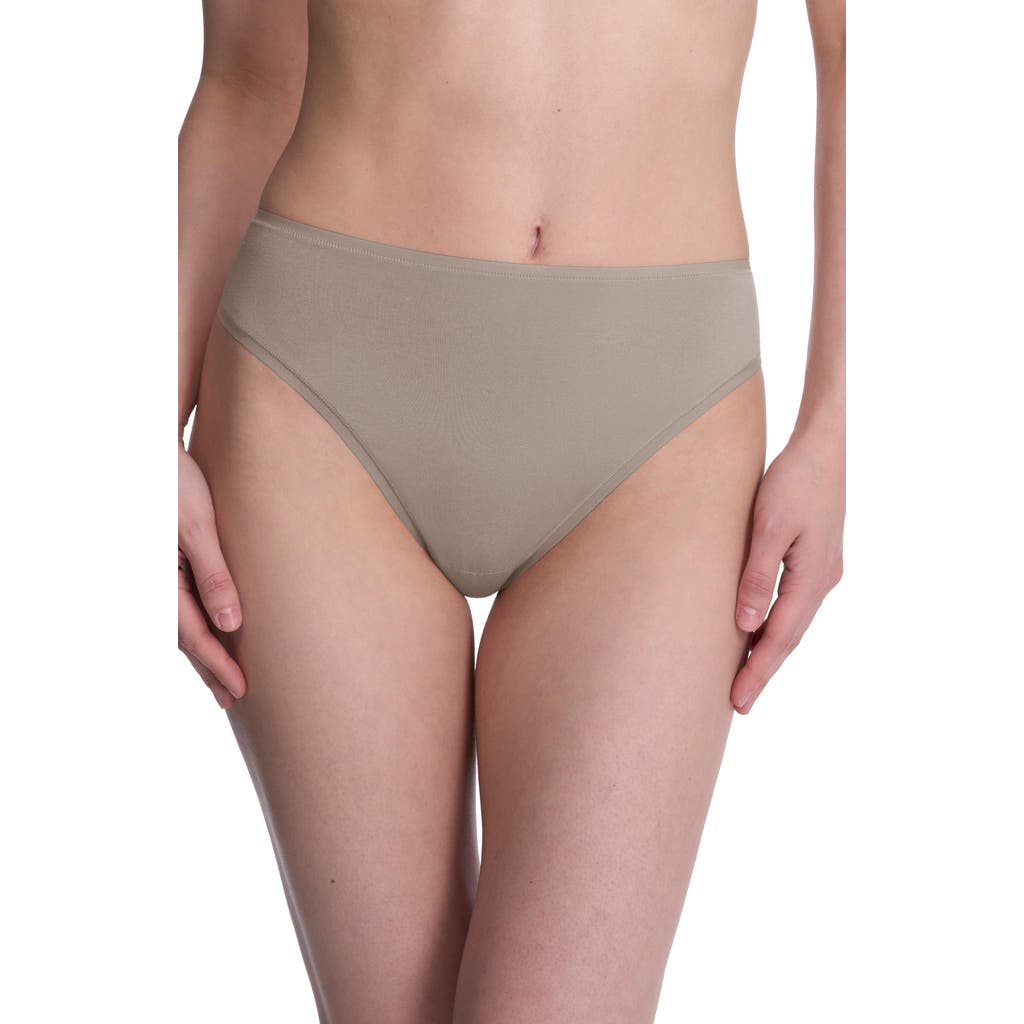 Natori Bliss Bare Cotton High Cut Brief In Gray