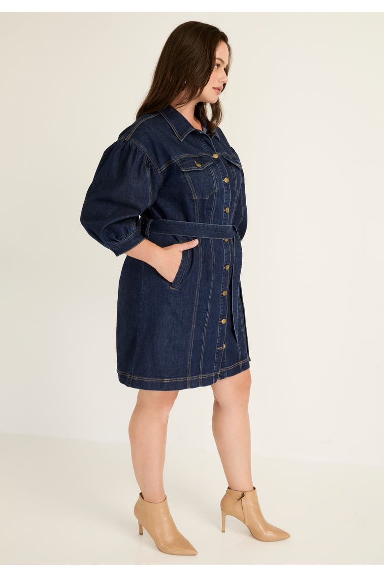 Denim Shirtdress, Alternate, color, DARK BLUE