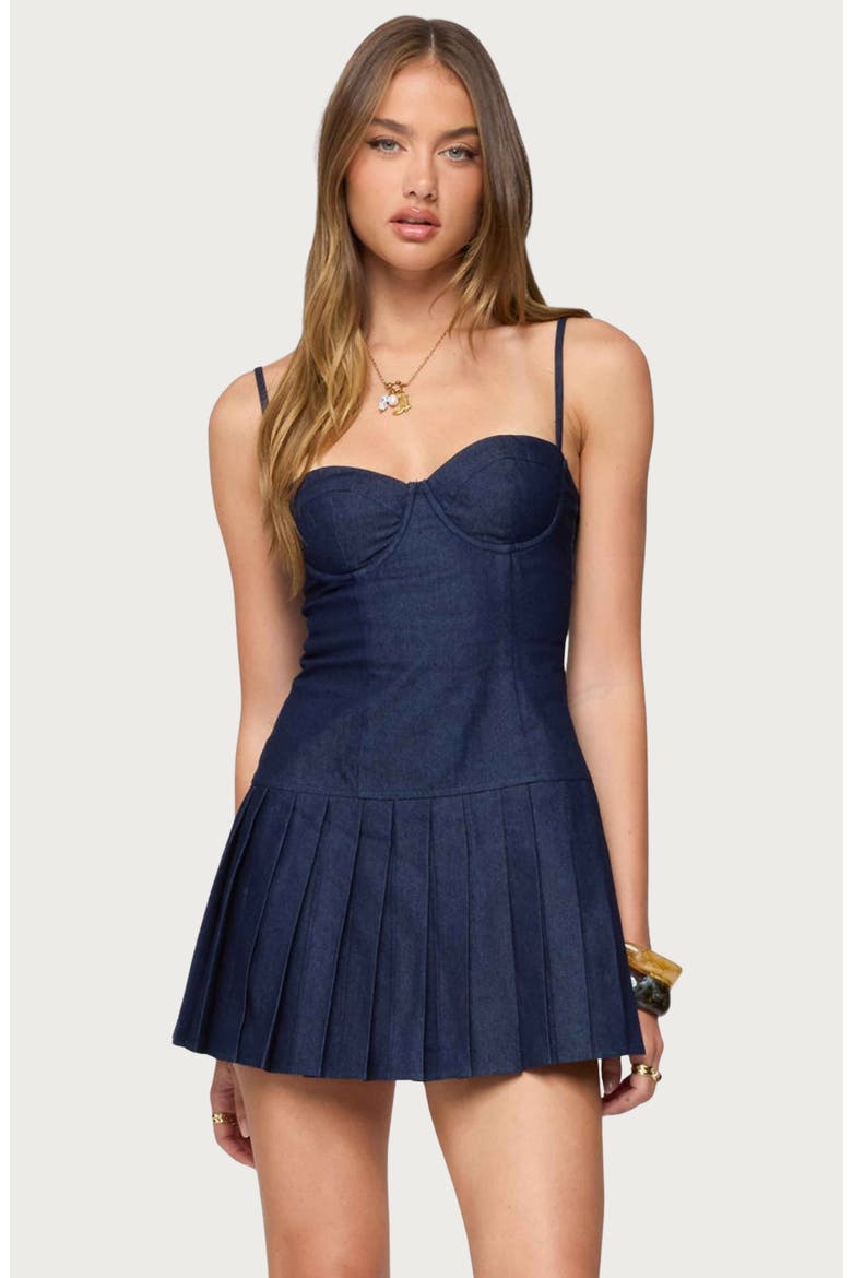Rudy Denim Minidress, Alternate, color, DARK-BLUE
