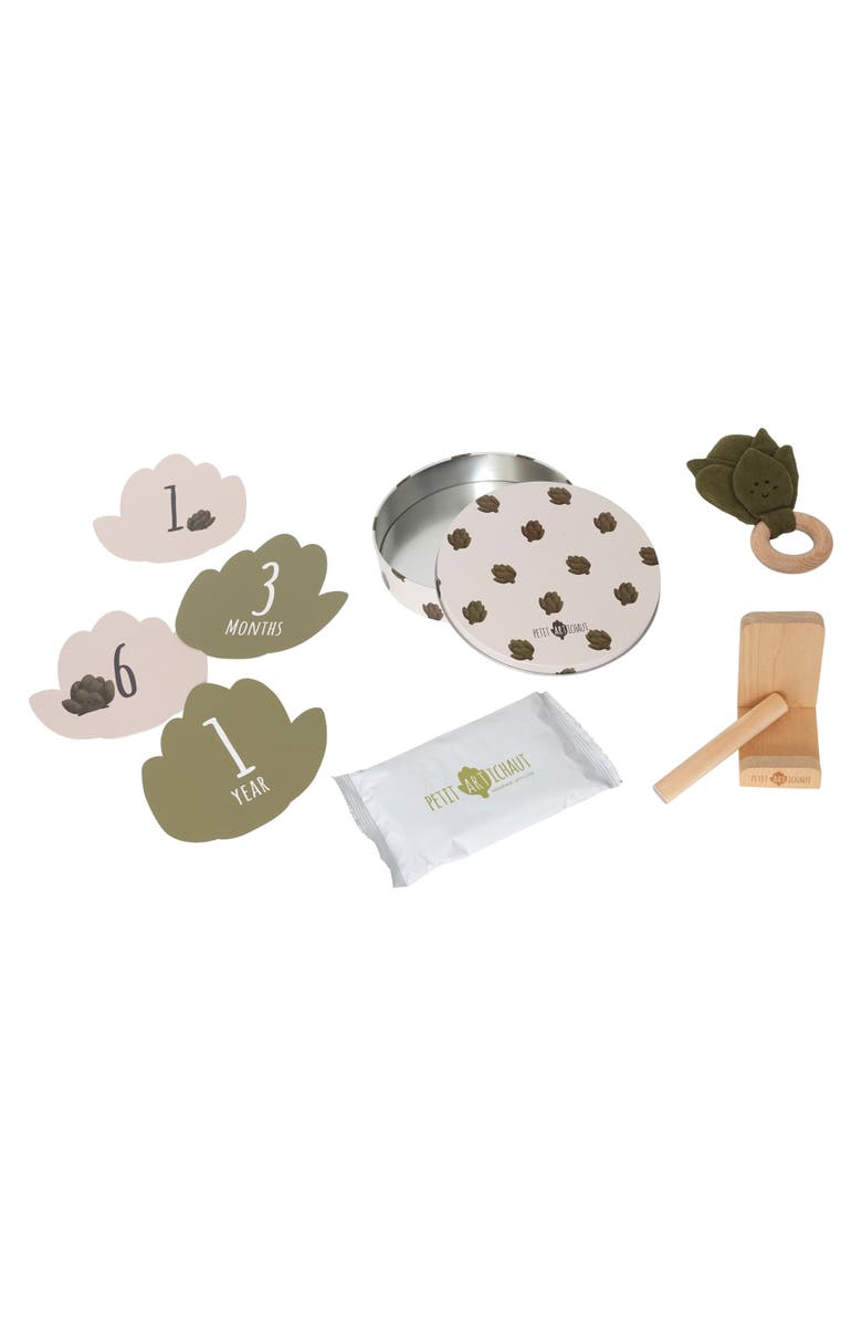 Petit Artichaut Birth Gift Set - Baby Handprint Kit, Comforter & Milestone Cards | Baby Shower Gift, Alternate, color, 