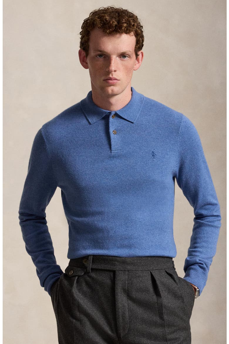 Merino Wool Sweater Polo, Alternate, color, BLUEBORG