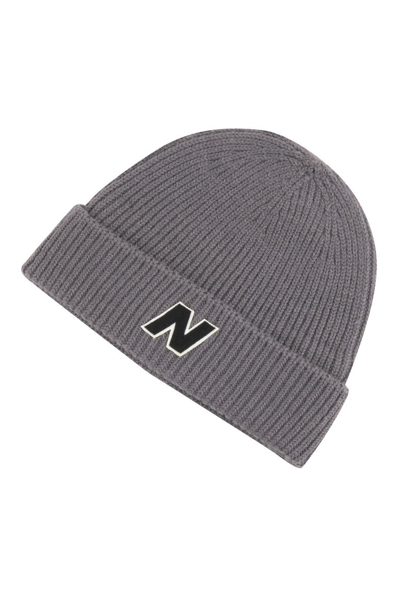 Patch Rib Knit Beanie, Main, color, ZINC