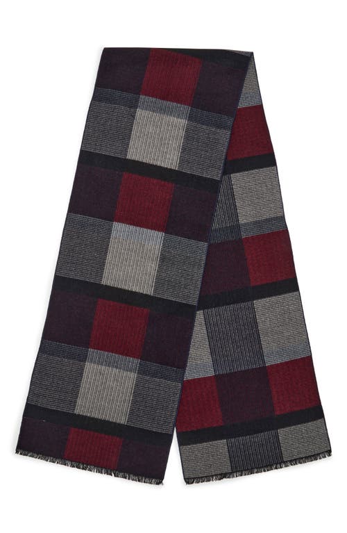 Save The Ocean Contrast Check Stripe Recycled Polyester & Silk Scarf In Navy/grey
