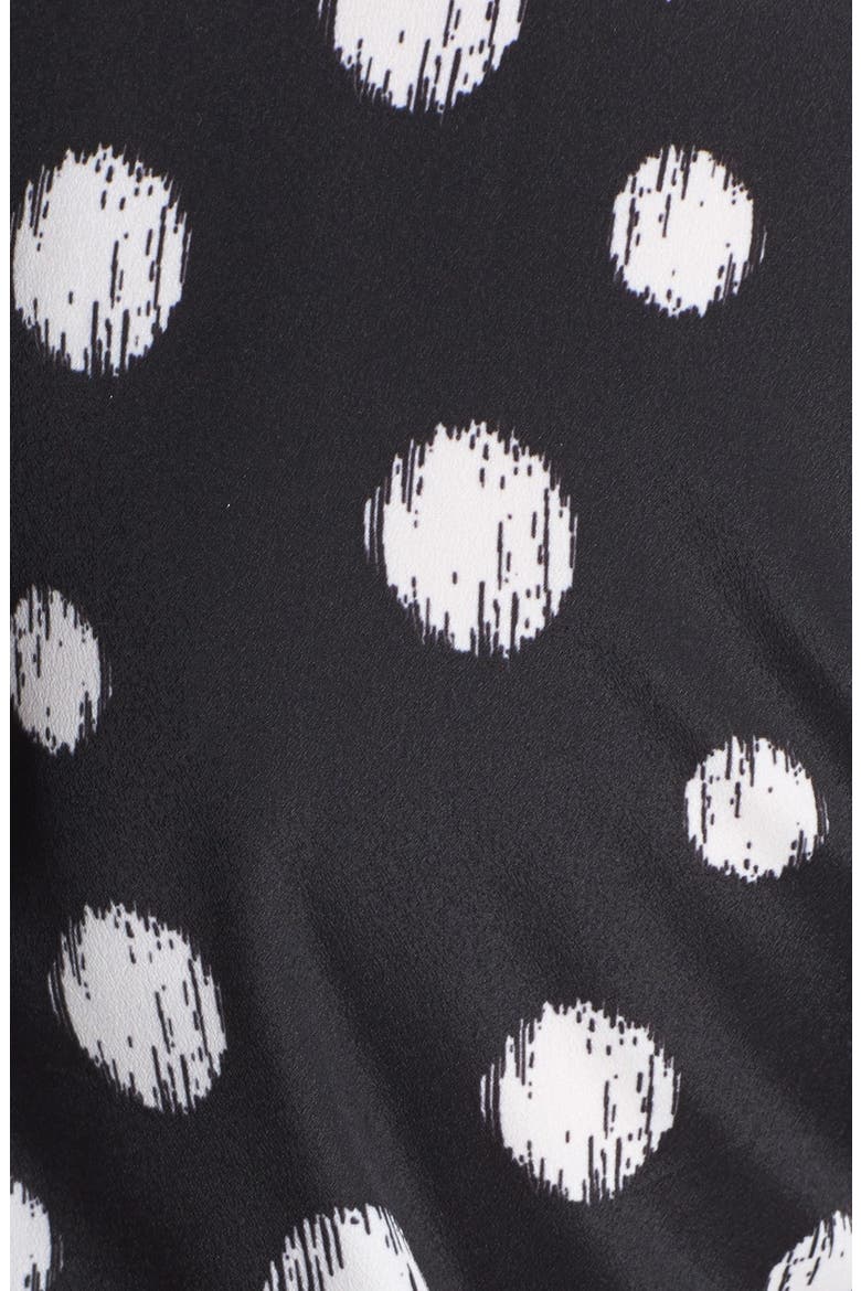 Long Sleeve Crepe Shift Dress, Alternate, color, BLACK/ CREAM POLKA DOT