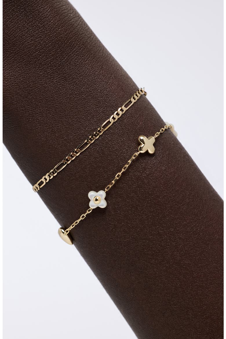 Azura Heart & Flower Station Bracelet, Alternate, color, GOLD / WHITE