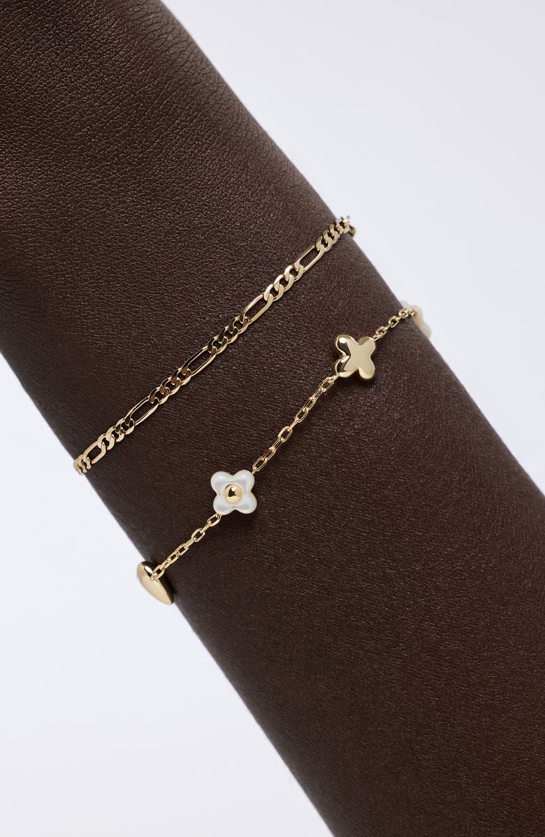Ana Luisa Azura Heart & Flower Station Bracelet, Alternate, color, Gold / White