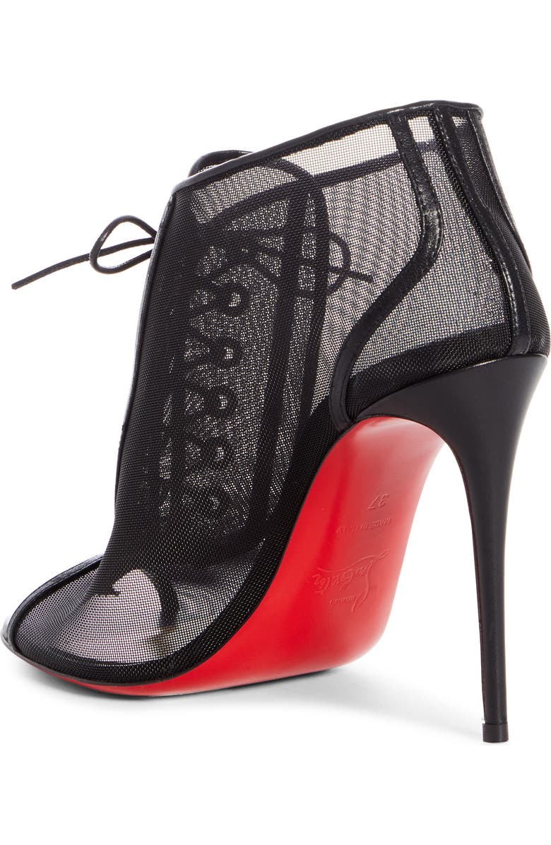 Christian Louboutin Ondessa Mesh Lace Up Peep Toe Bootie, Alternate, color,
