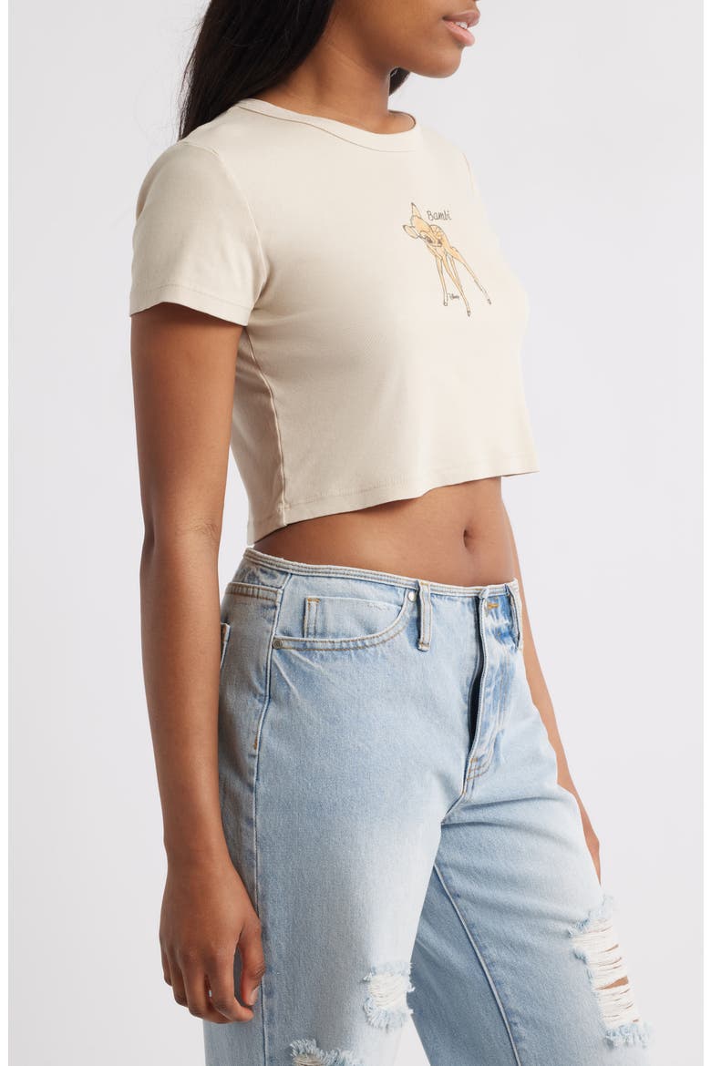 Disney® Bambi Crop Cotton Graphic Baby Tee, Alternate, color, CAMEL