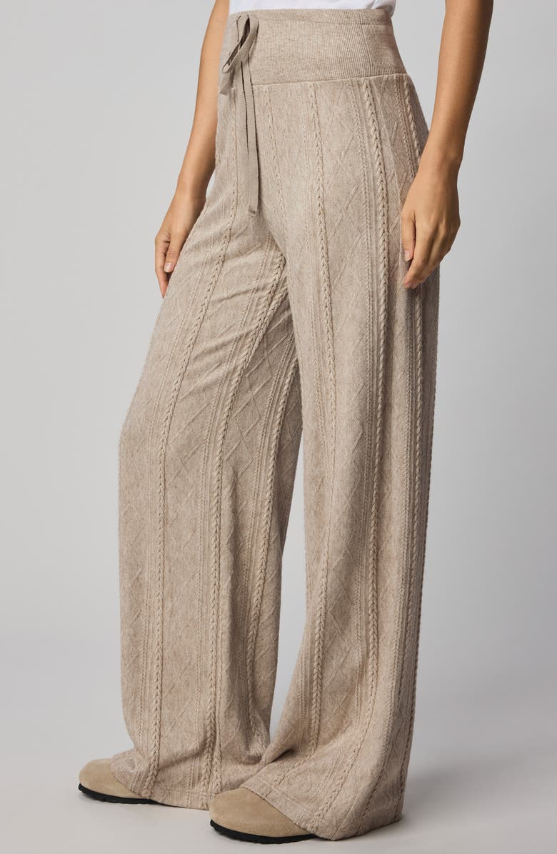 Splendid Cable Drawstring Wide Leg Pants, Alternate, color, Cappuccino Heather Beige