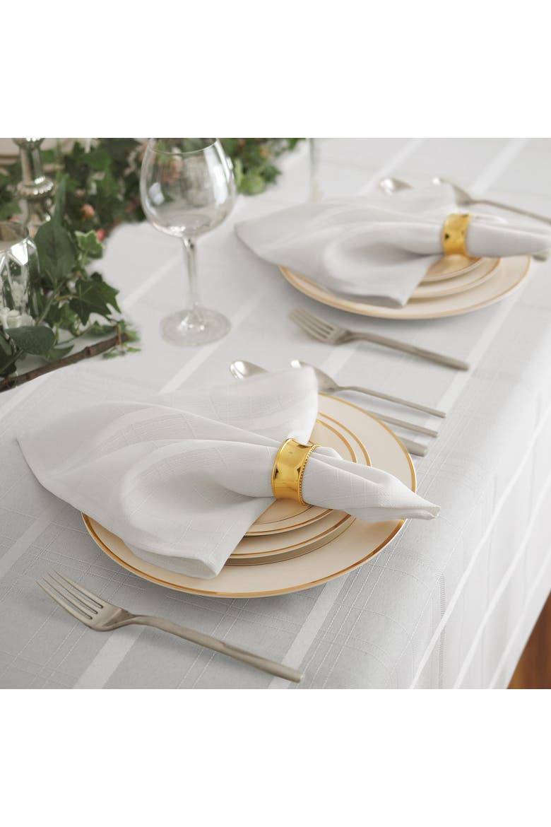 Elegance Plaid Damask Napkin Set of 4, Alternate, color, White