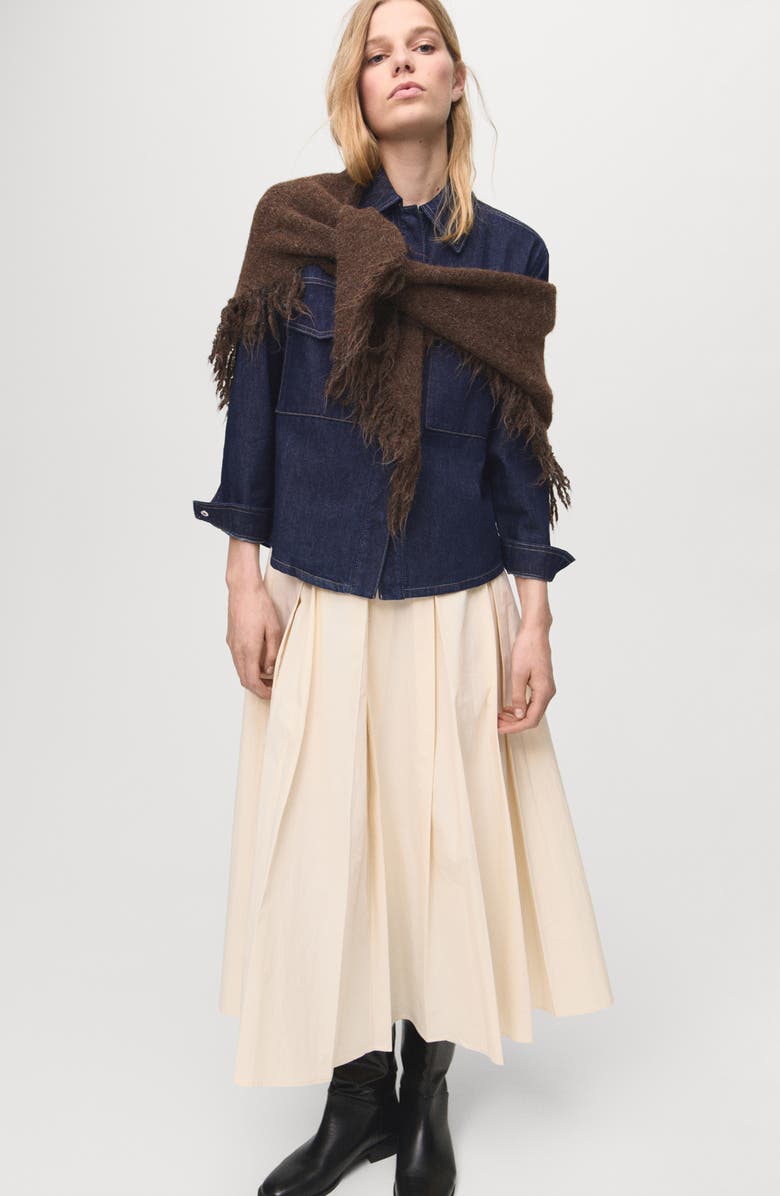 MANGO Western Denim Snap-Up Shirt, Alternate, color, Dark Blue