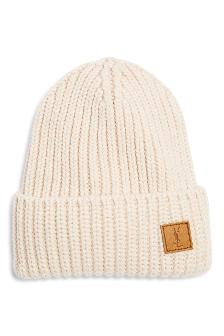 Cassandre Patch Wool Beanie, Main, color, OFF WHITE
