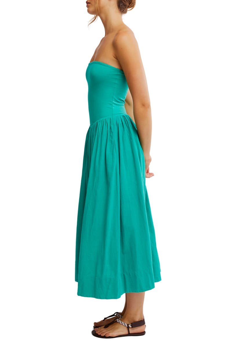 Free People Onda Strapless Midi Dress, Alternate, color, Malachite Green