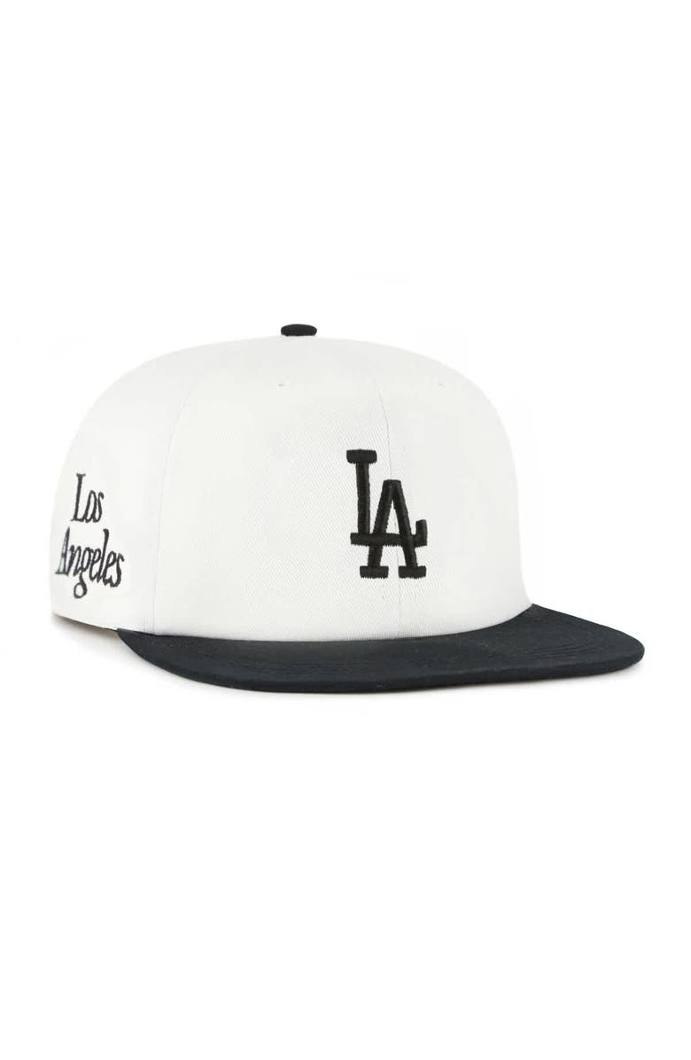 '47 Men's '47 White/Black Los Angeles Dodgers Foundation Captain Snapback Hat, Main, color, 
