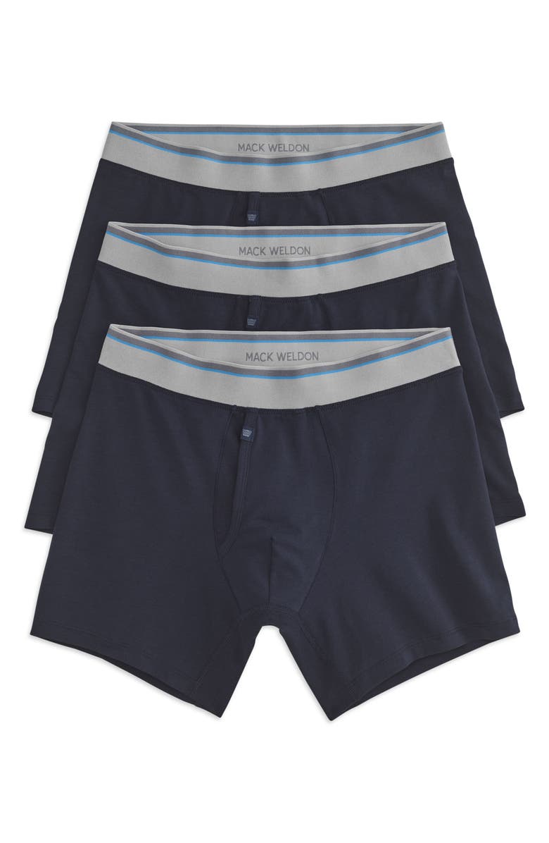 Mack Weldon Assorted 3-Pack Stretch Pima Cotton Boxer Briefs, Alternate, color, Total Eclipse