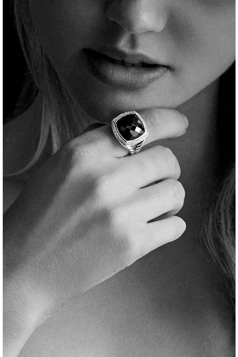 Albion Ring with Semiprecious Stone and Diamonds, Alternate, color, BLACK ONYX