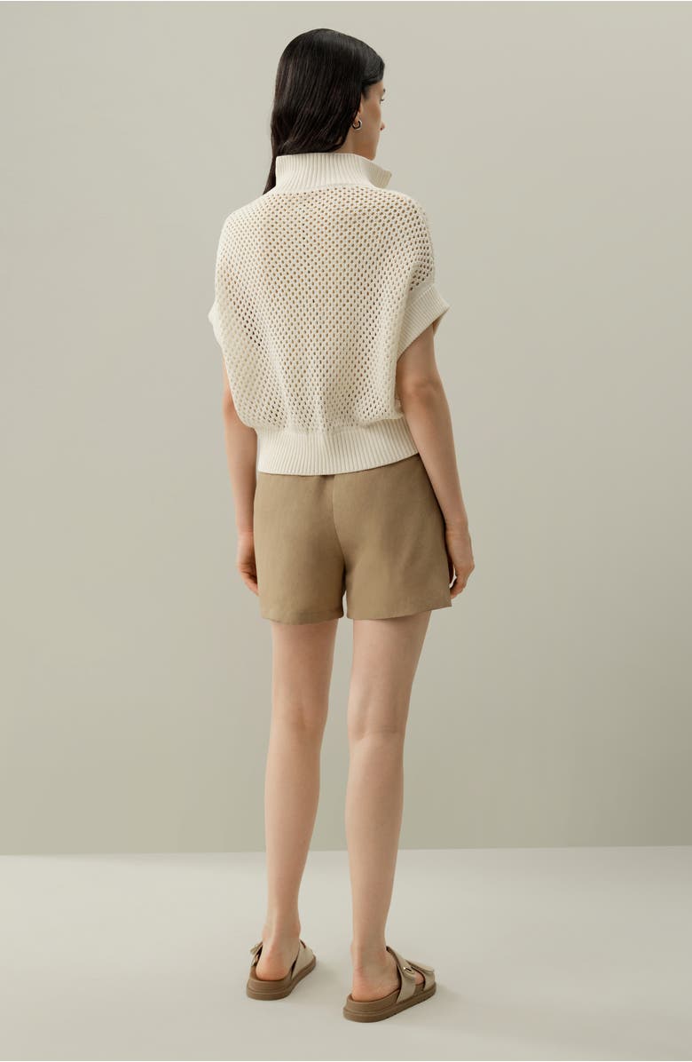 Lilysilk Toscana Pointelle Knit Half-Zip Sweater, Alternate, color, Lily White