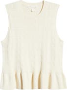 Treasure & Bond Pointelle Peplum Sleeveless Sweater