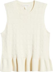 Treasure & Bond Pointelle Peplum Sleeveless Sweater