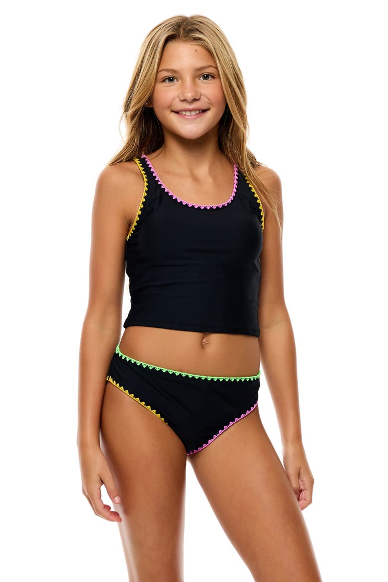 Kids' Whipstitch Two-Piece Swimsuit, Alternate, color, BLACK