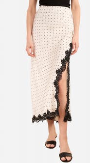 CAMI NYC Teagan Polka Dot Lace Accent Silk Maxi Skirt