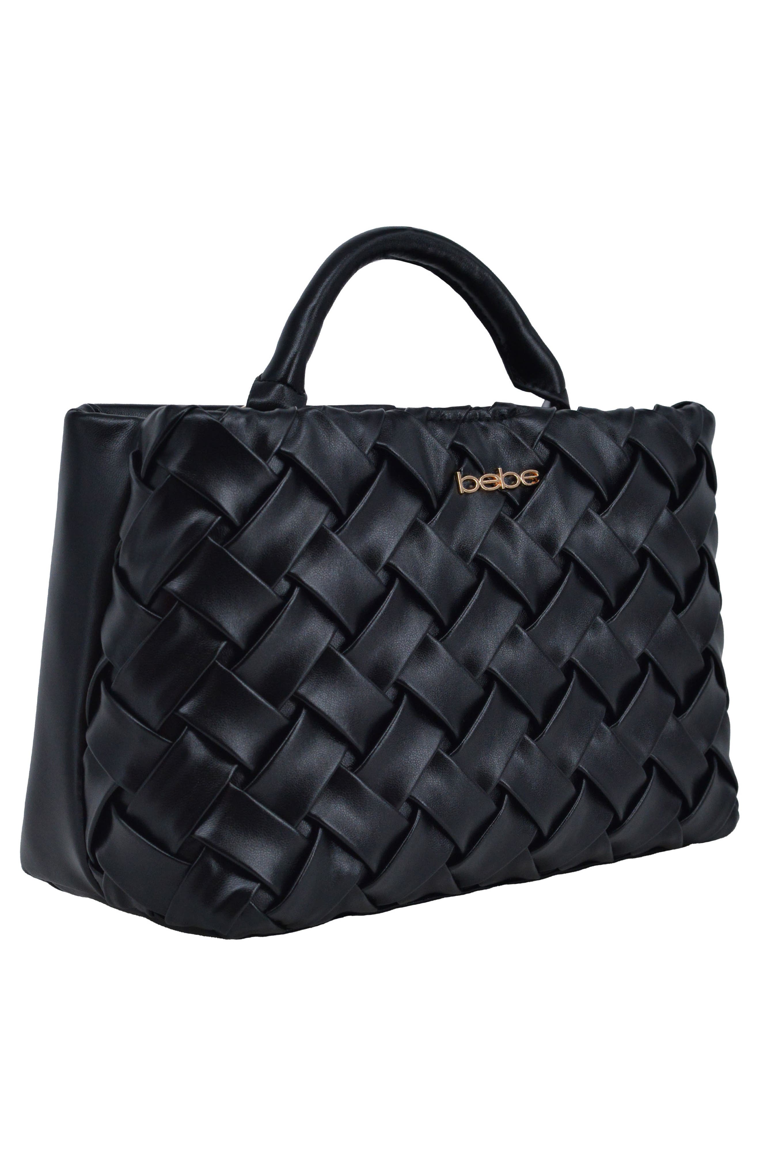 bebe Luca Satchel with Matching Wallet, Alternate, color, Black