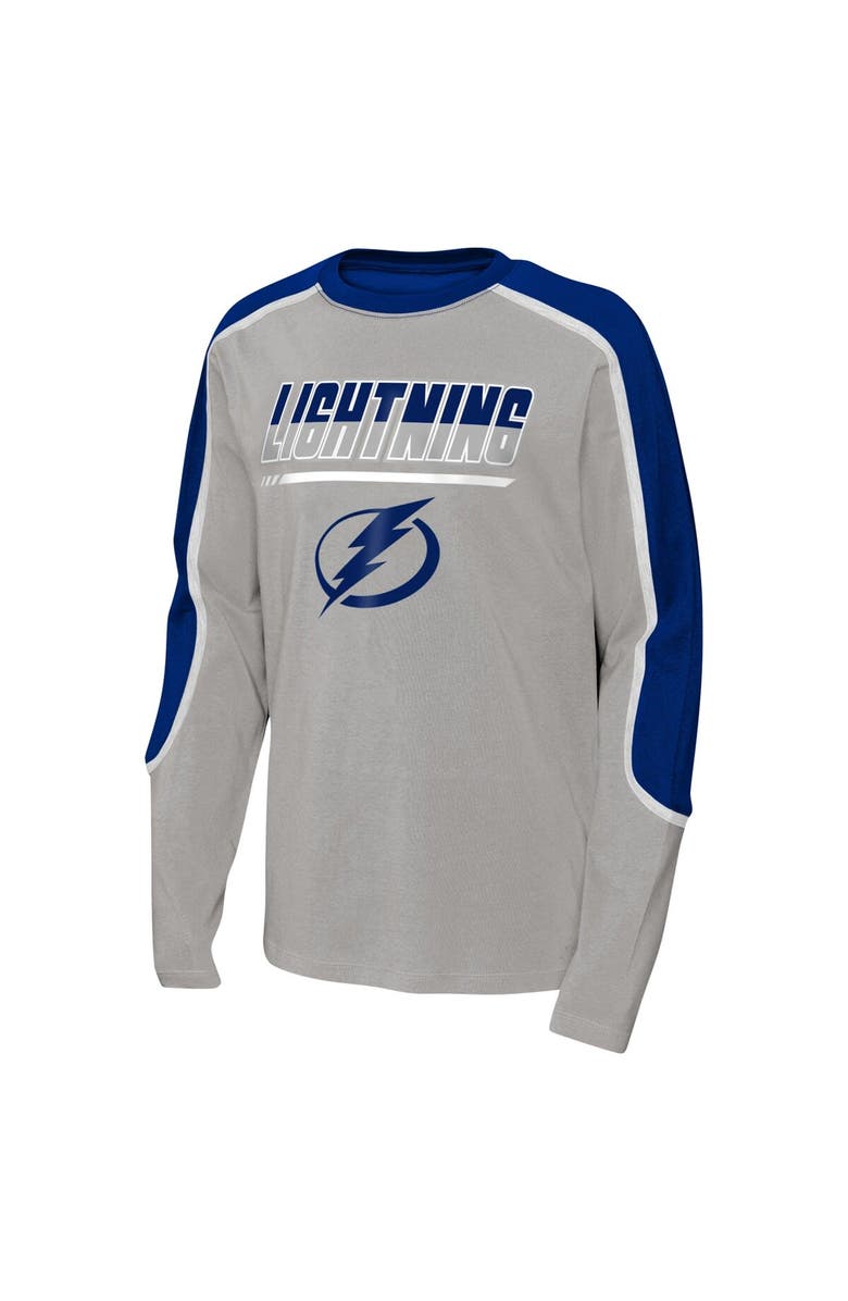 Outerstuff Youth Gray/Blue Tampa Bay Lightning Pro Assist Long Sleeve T-Shirt, Alternate, color,