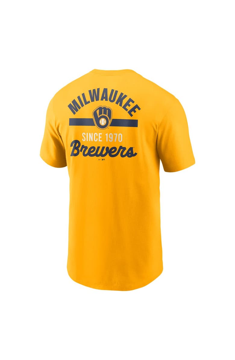 Nike Men's Nike Gold Milwaukee Brewers 2-Hit T-Shirt, Alternate, color, Gold