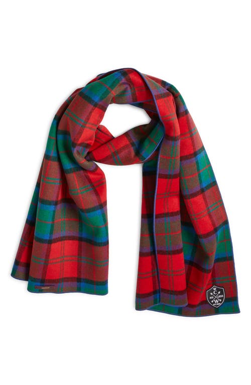 CLIFTON WILSON Plaid Wool Scarf in Red 