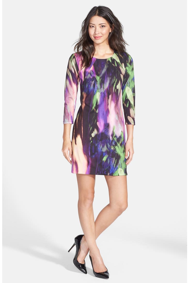 'Arcy' Print Ponte Shift Dress, Alternate, color, MULTI