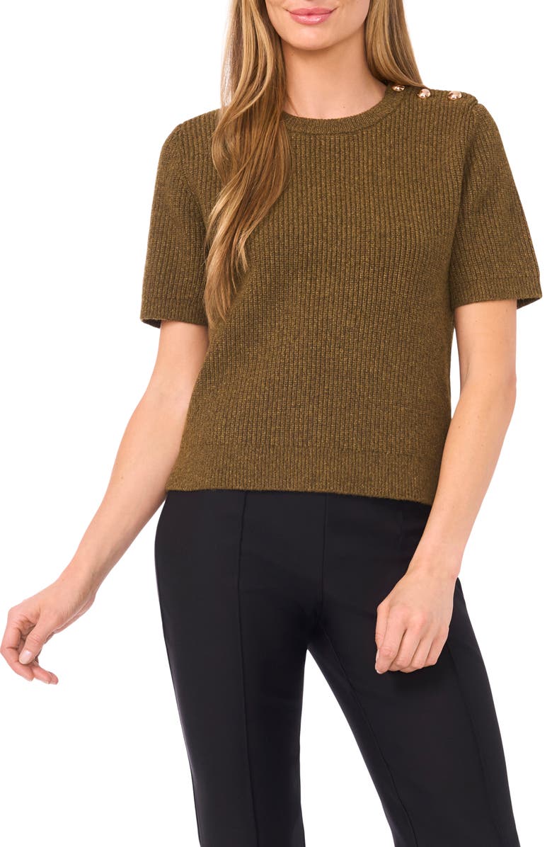 Ted Baker Liya Short Sleeve Rib Sweater, Main, color, Autumn Night
