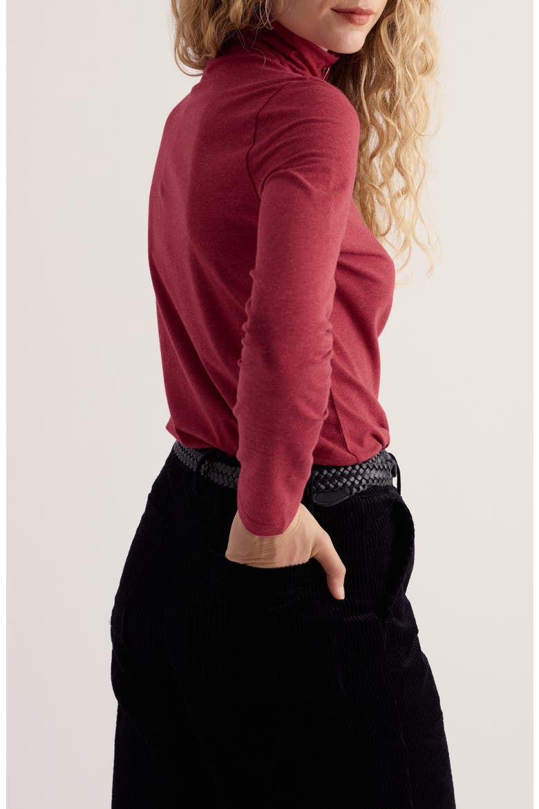 Landing Turtleneck Stretch Organic Cotton Top, Alternate, color, DAHLIA