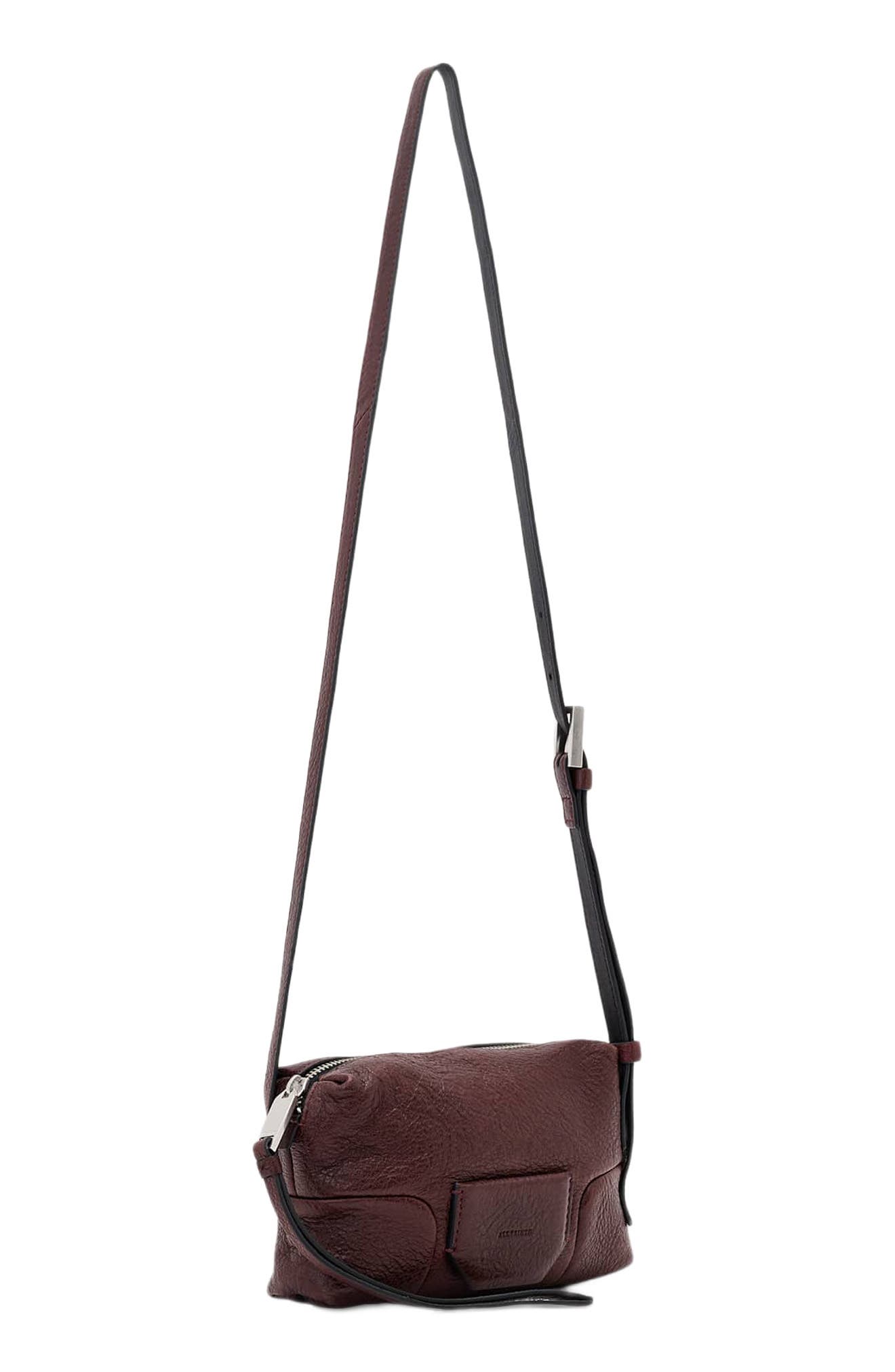 Ares Micro Leather Crossbody Bag, Alternate, color, BURNT UMBER RED