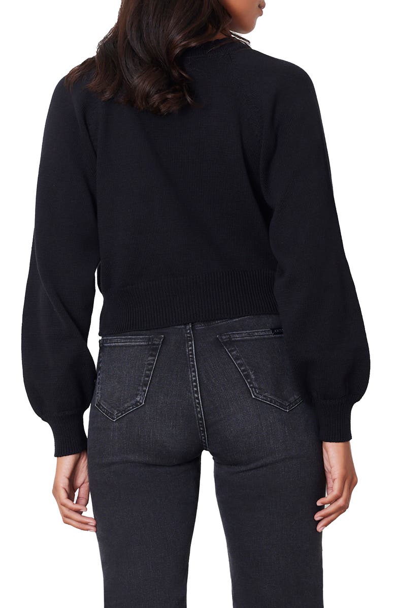 Paneros Clothing Greta Cropped Cotton Cardigan, Alternate, color, Black