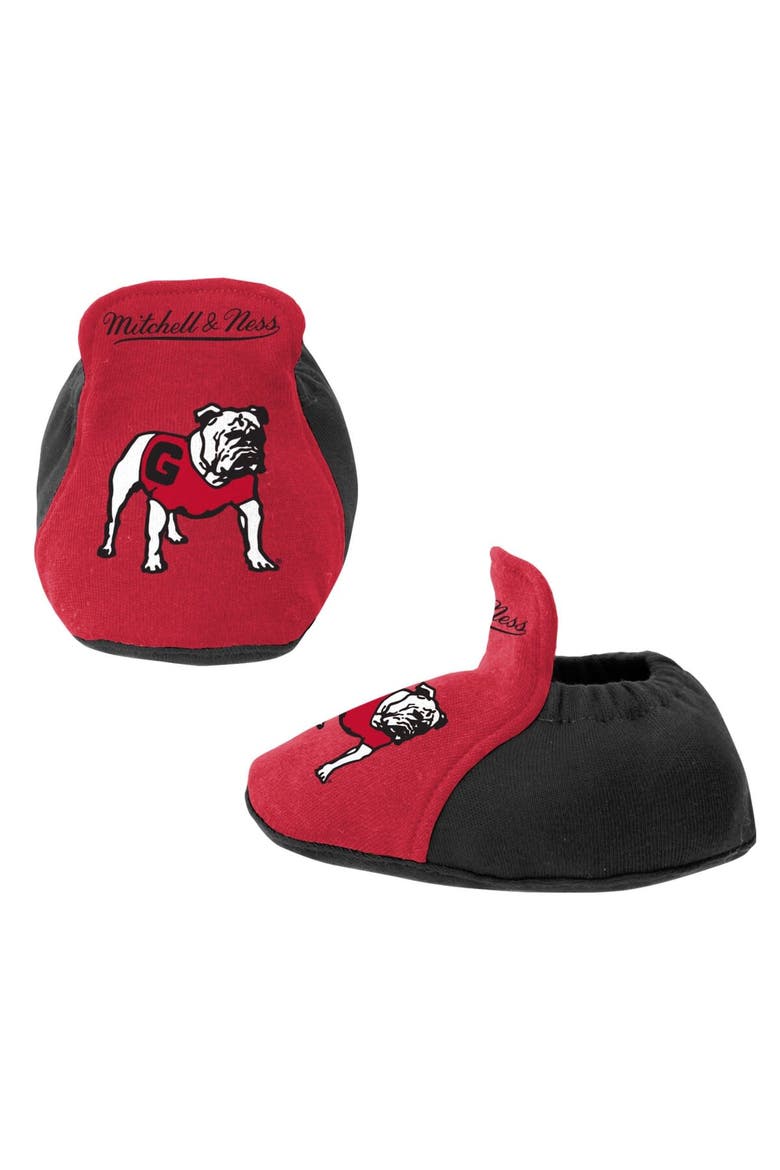 Infant Mitchell & Ness Black/Red Georgia Bulldogs 3-Pack Bodysuit, Bib and Bootie Set, Alternate, color, Black