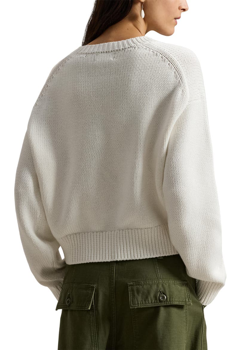 Big Pony Cotton Crewneck Sweater, Alternate, color, WHITE