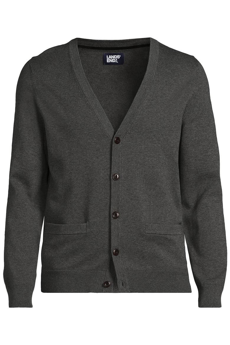 Fine Gauge Cotton Cardigan, Alternate, color, Charcoal Heather