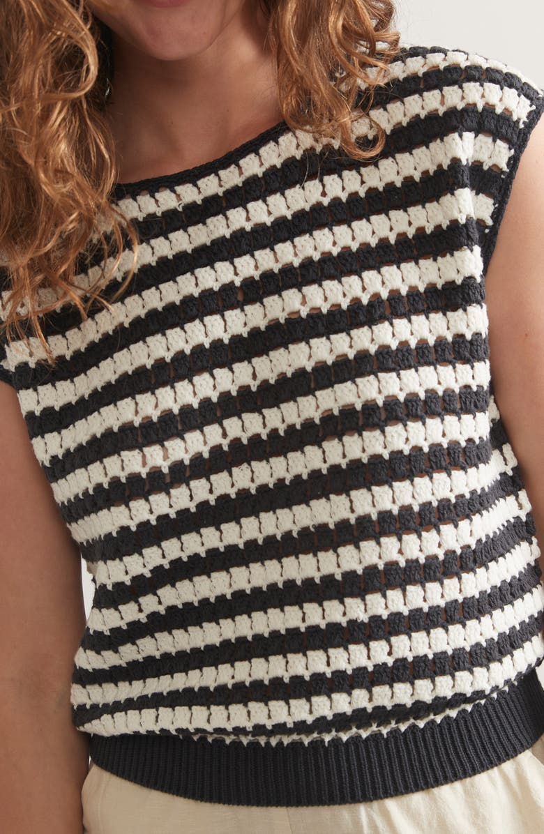 Marine Layer Faye Stripe Cap Sleeve Sweater, Alternate, color,