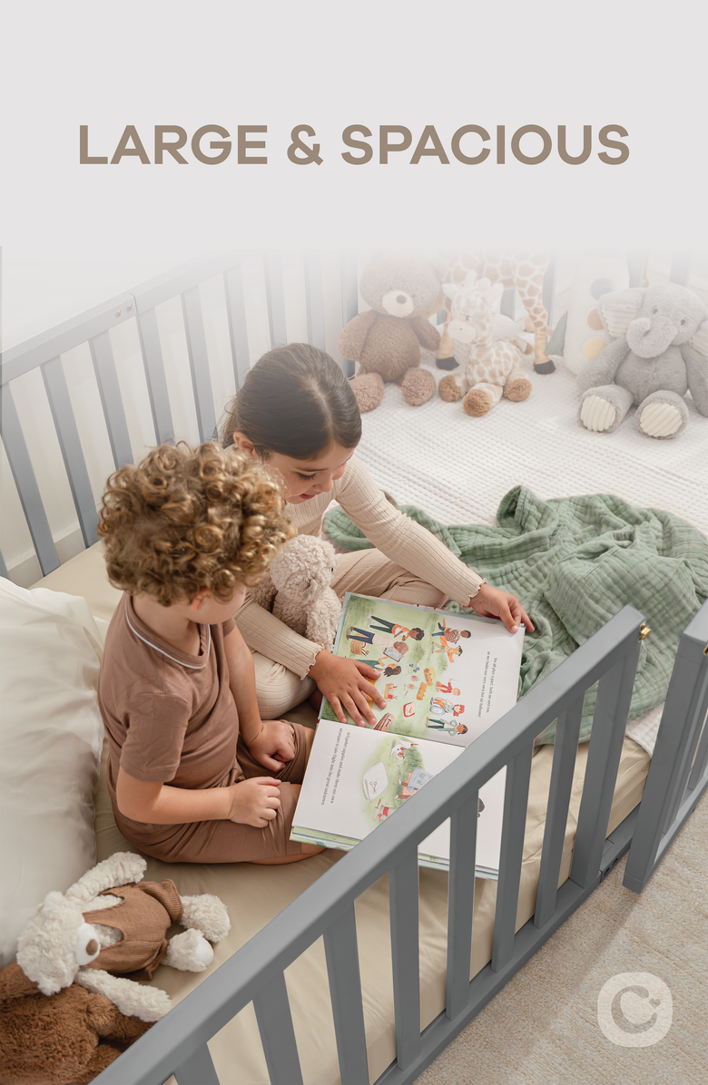 Comfy Cubs Kids House Gated Floor Bed Twin Size for Children Aged 5+, Alternate, color, Grey