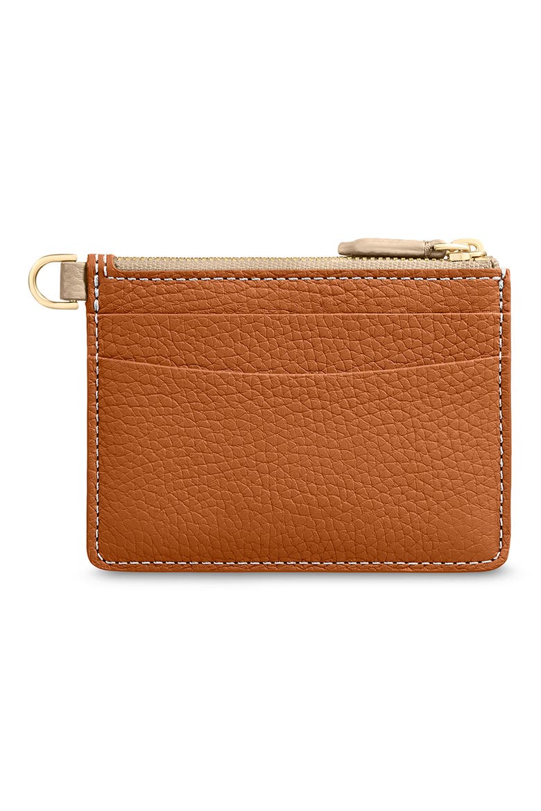 Leather Zipped Card Pouch, Alternate, color, Pecan Nude
