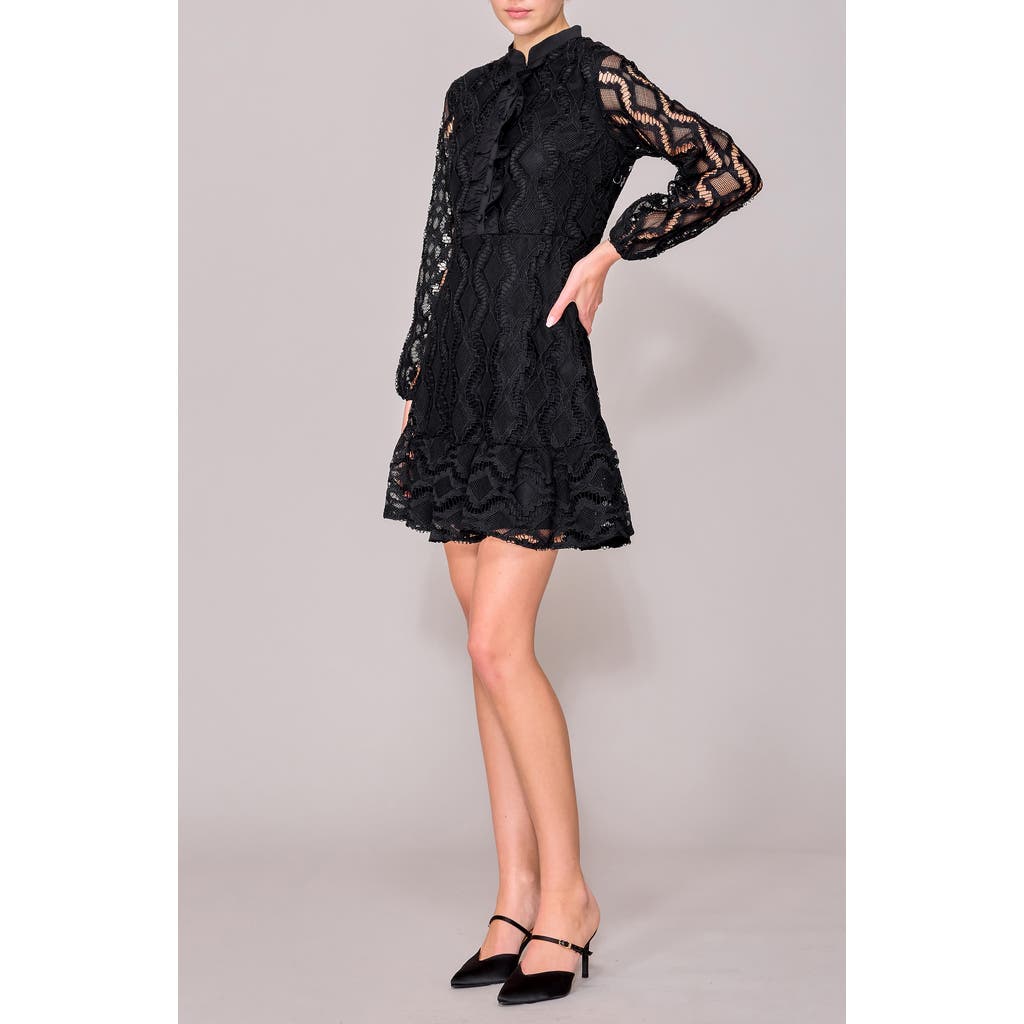 Melloday Long Sleeve Lace Minidress