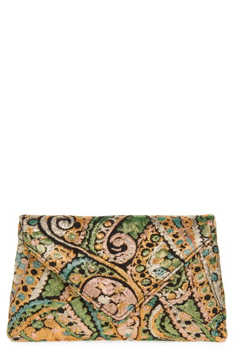 Embroidered Envelope Clutch