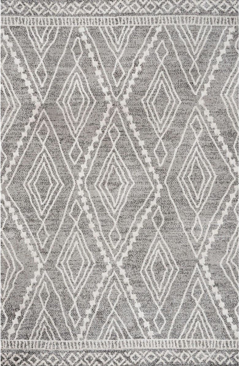 JONATHAN Y Rih Moroccan Style Diamond Area Rug, Main, color, Gray/Ivory