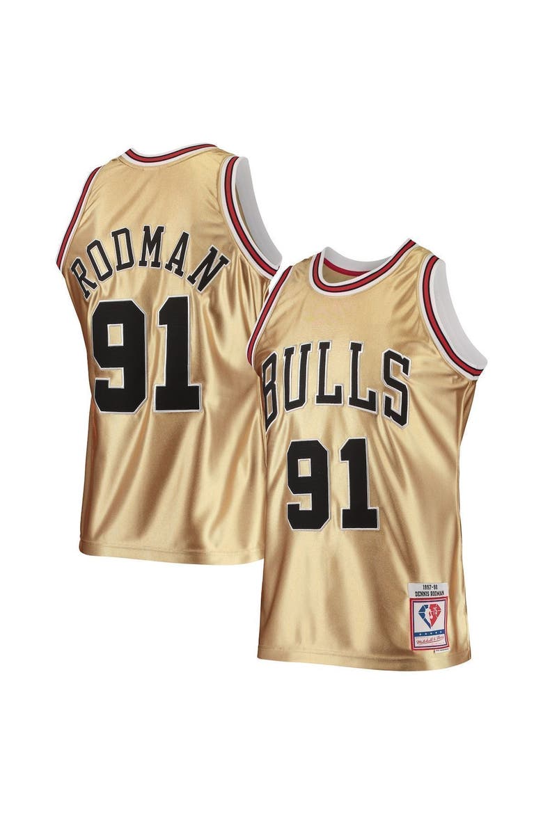 Mitchell & Ness Men's Mitchell & Ness Dennis Rodman Gold Chicago