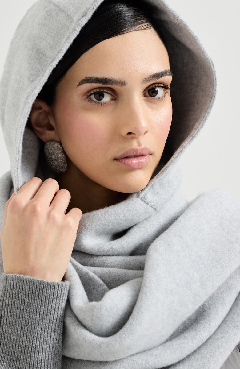 Brunello Cucinelli Knit scarf with hood, Alternate, color, Light Grey