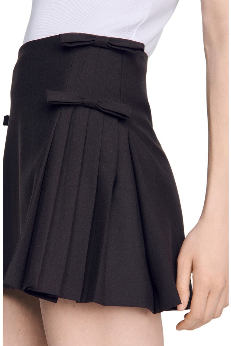 Short pleated wool skirt, Alternate, color, Brown