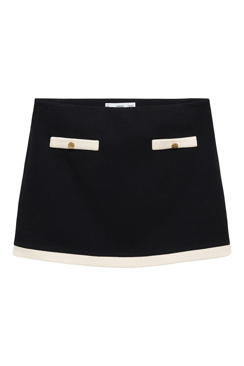 Contrast Knit Miniskirt, Alternate, color, BLACK