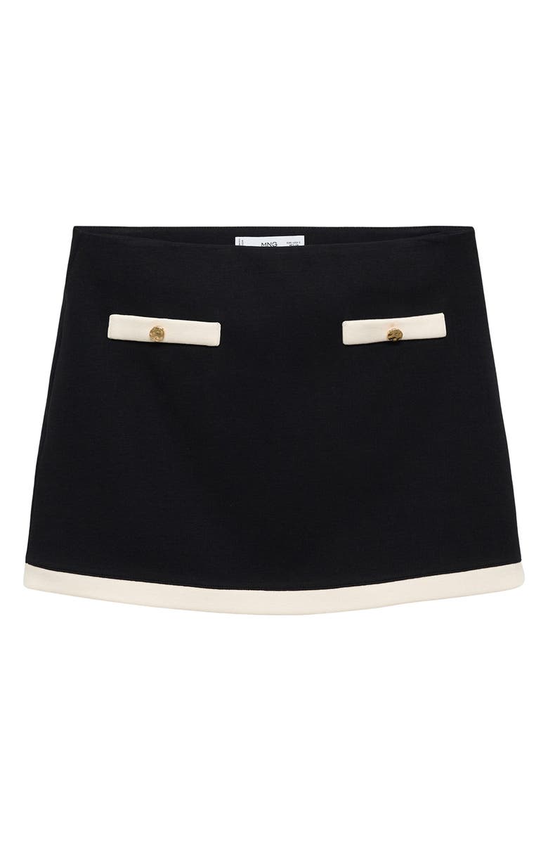 MANGO Contrast Knit Miniskirt, Alternate, color, Black