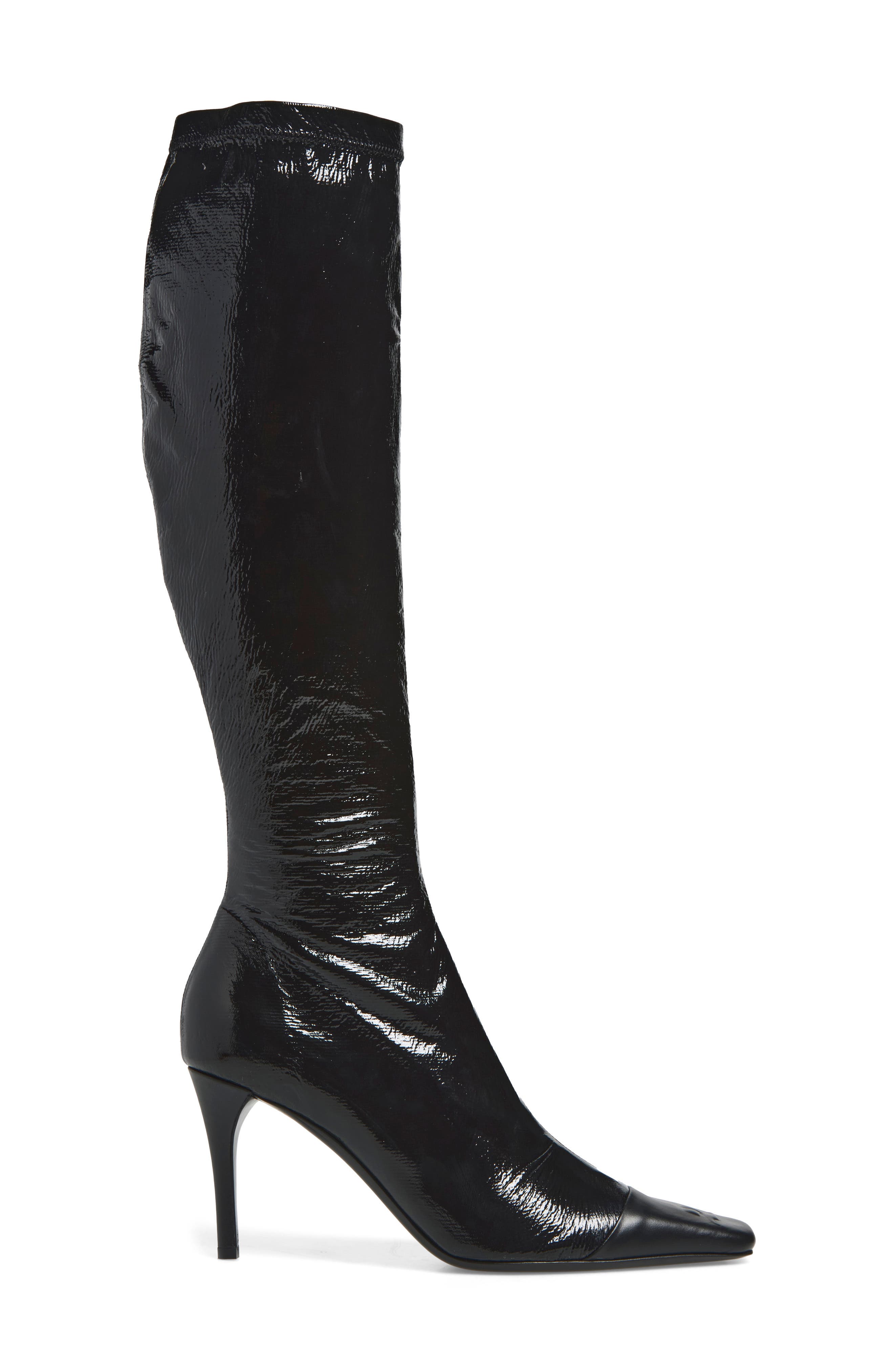 Cap Toe Vinyl Boot, Alternate, color, BLACK/ BLACK
